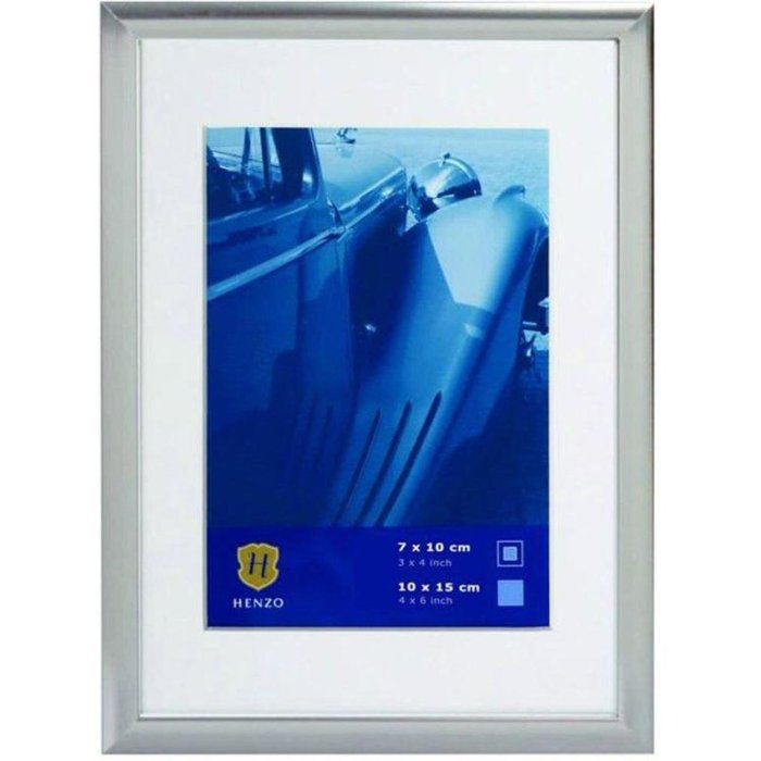 Henzo Cornice in alluminio Portofino 10x15 cm argento con passe-partout 7x10 cm