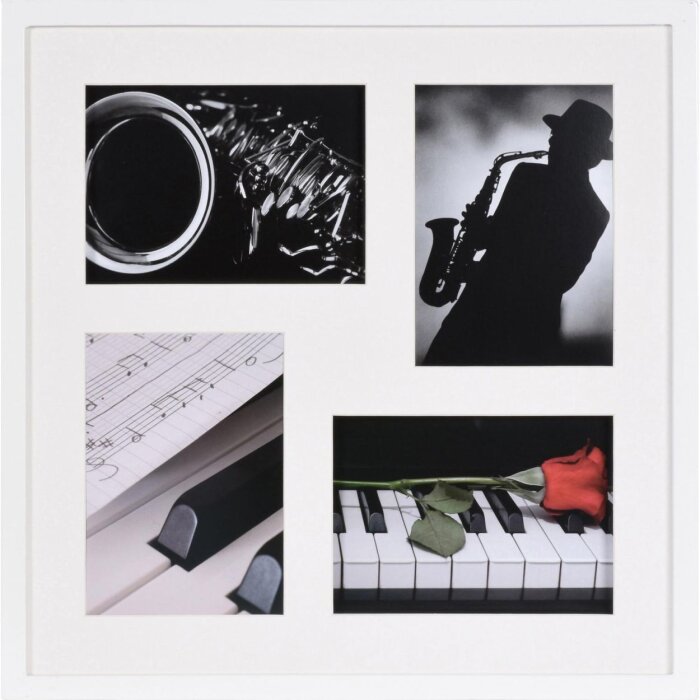 Piano 40x40 cm Galleria fotografica 4 foto 13x18 cm bianco