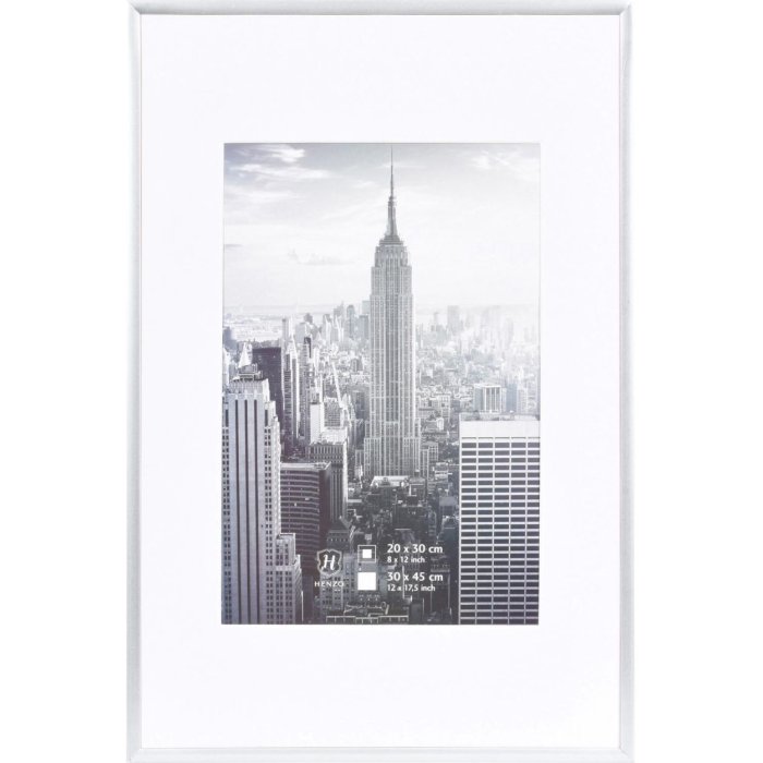 Henzo Telaio in alluminio Manhattan 30x45 cm grigio con Passepartout 20x30 cm