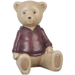 Decorazione figura orso seduto rosso 8x6x9 cm