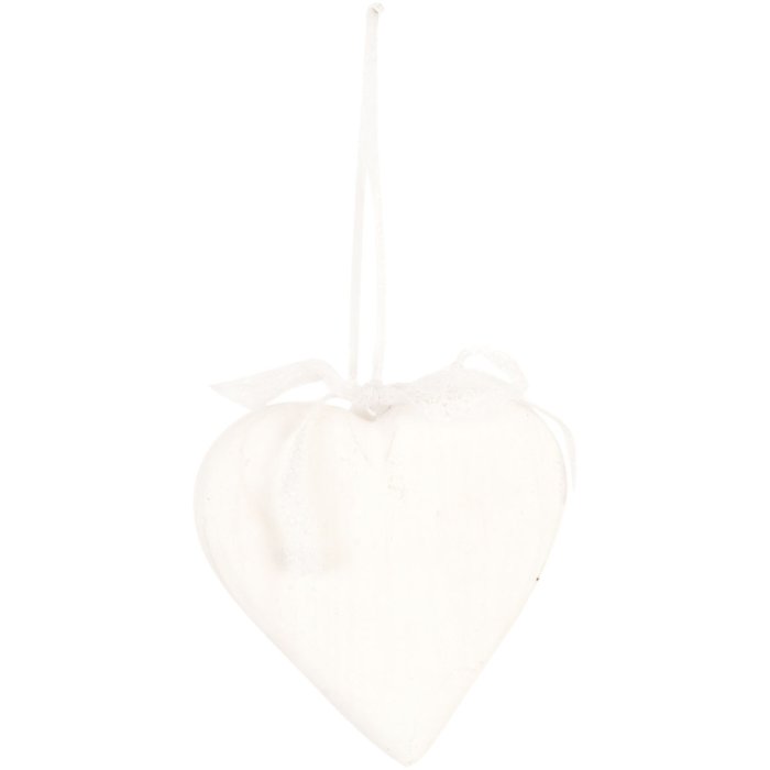 Cuore di legno da appendere 13x13 cm bianco