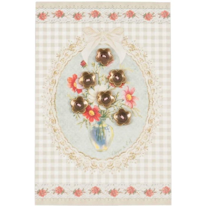 Biglietto con ciondoli a forma di fiore 10x15 cm