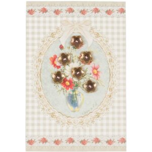 Biglietto con ciondoli a forma di fiore 10x15 cm