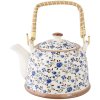 Teiera Ø 14x14 cm Ceramica Fiori blu-verde