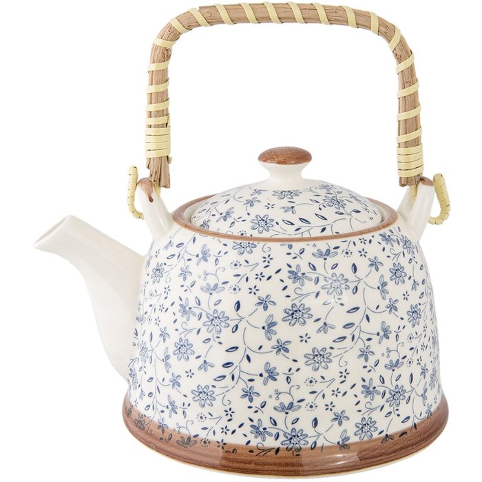 Teiera Ø 14x14 cm Ceramica Fiori Blu