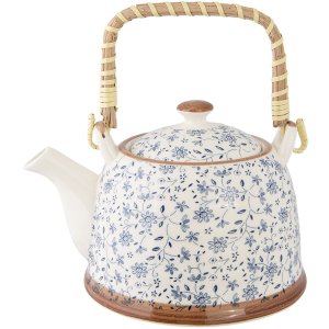 Teiera Ø 14x14 cm Ceramica Fiori Blu