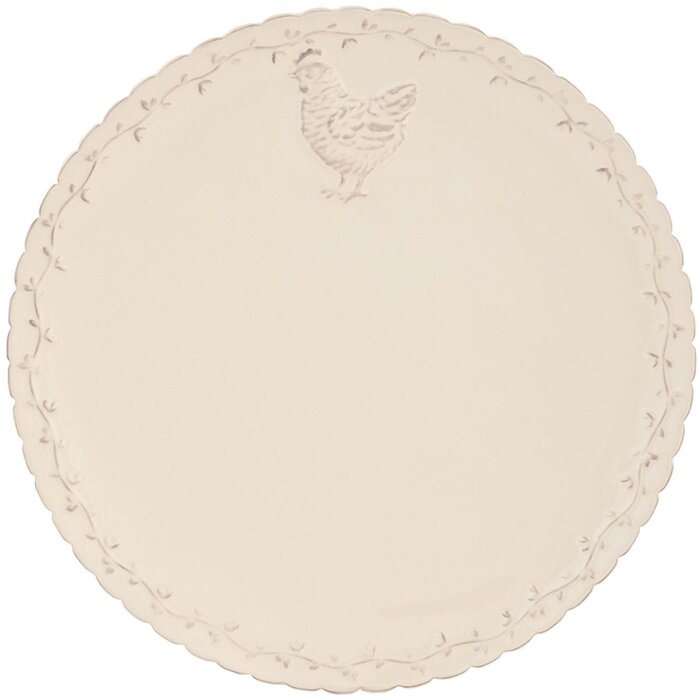 Clayre & Eef CHRFP Piatto Ø 26 cm in ceramica beige Galline