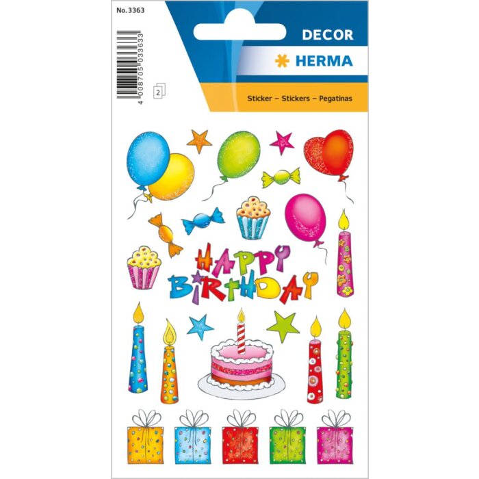 Sticker Compleanno luccicante 2 fogli