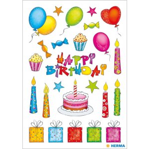 Sticker Compleanno luccicante 2 fogli