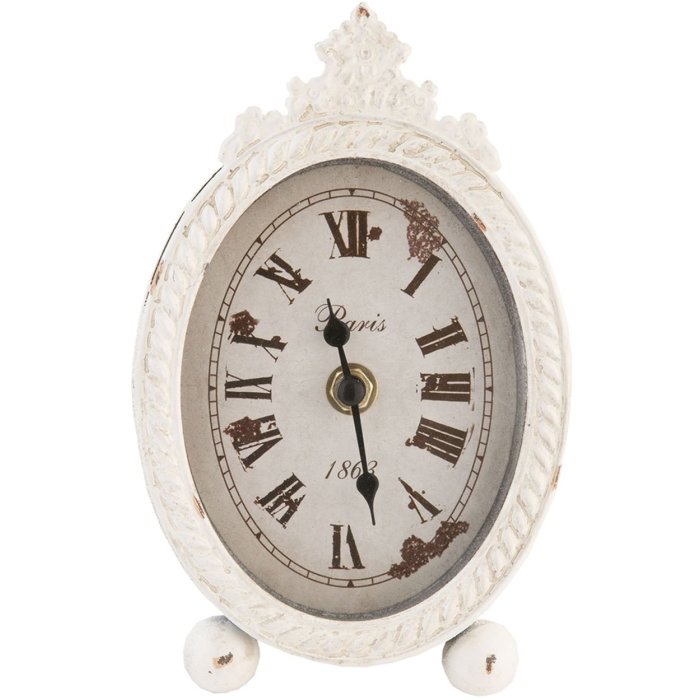 Clayre & Eef 6KL0194 Orologio da tavolo 11x18 cm Metallo bianco Vetro