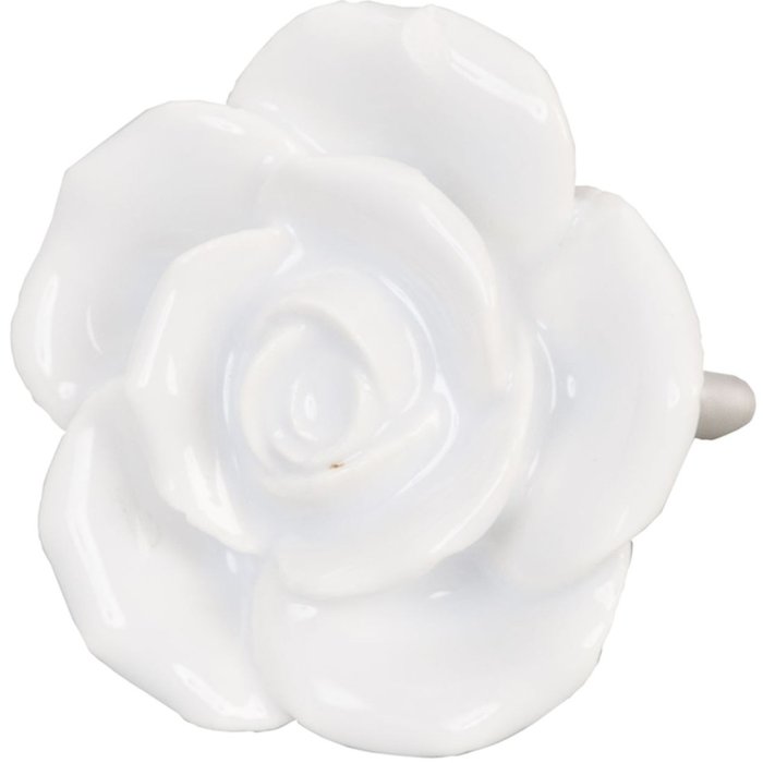 Clayre & Eef 61876 Pomello per porta Ø 4,5 cm in ceramica bianca