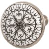 Clayre & Eef 61887 Pomolo per porta Ø 3 cm in ceramica bianca nera rotonda