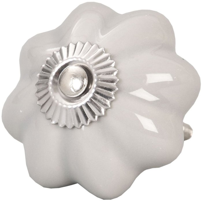 Clayre & Eef Pomello per mobili Ø 5 cm grigio ondulato
