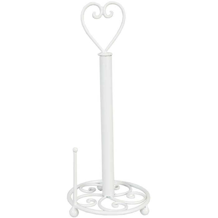 Portarotolo Clayre & Eef con dettaglio cuore Ø 18x39 cm bianco
