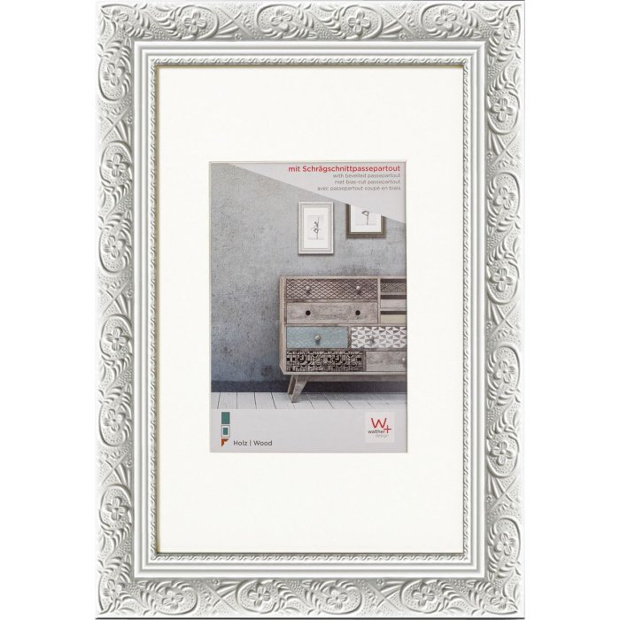 Walther Telaio in legno BAROCK bianco 50x70 cm con passepartout 40x50 cm