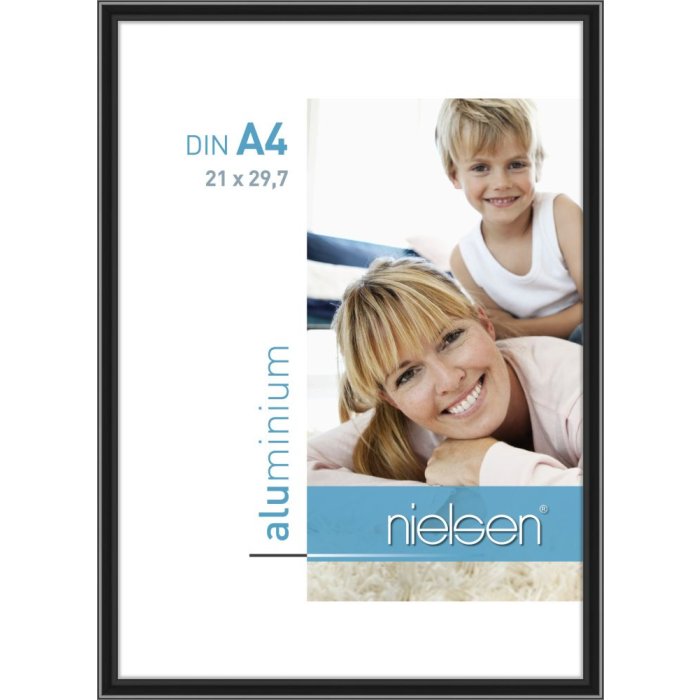 Cornice Nielsen in alluminio Classic 21x29,7 cm anodizzata nera Cornice per certificati DIN A4
