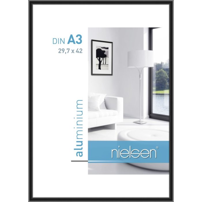 Cornice in alluminio Nielsen Classic 29,7x42 cm anodizzata nera Cornice per documenti DIN A3