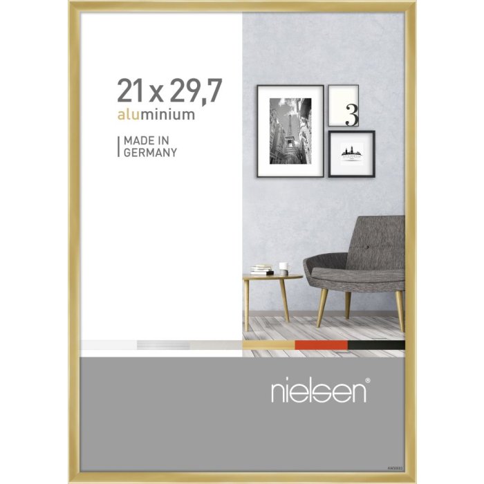 Cornice Nielsen in alluminio Pixel 21x29,7 cm oro lucido Cornice per documenti DIN A4