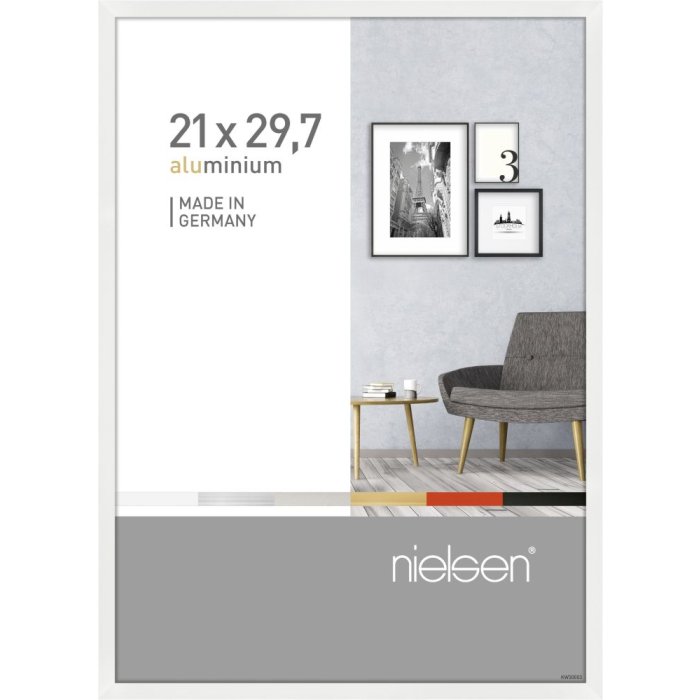 Cornice Nielsen in alluminio Pixel 21x29,7 cm bianca lucida per documenti DIN A4