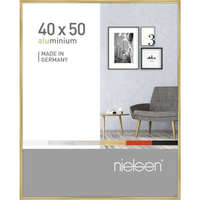 Cornice Nielsen in alluminio Pixel 40x50 cm oro lucido