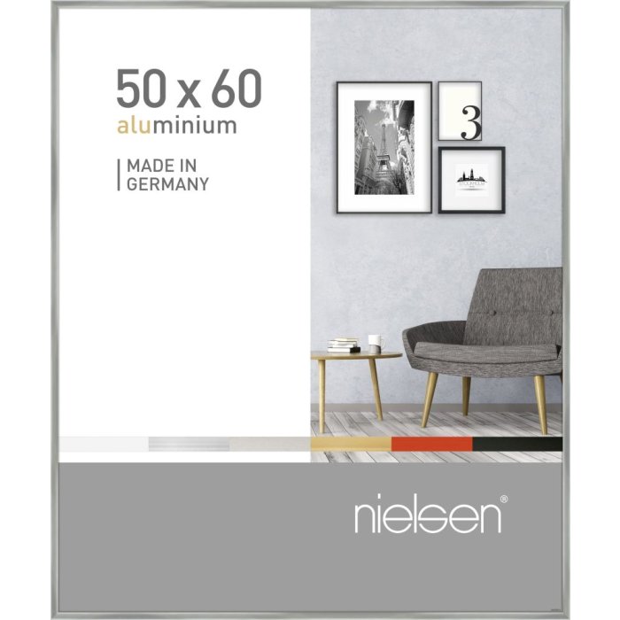 Cornice in alluminio Pixel 50x60 cm argento lucido