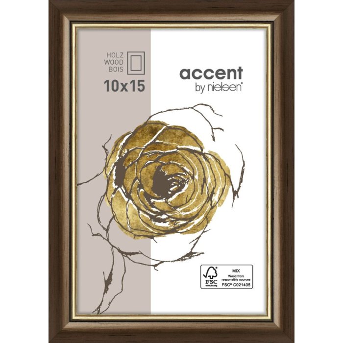 Ascot Cornice in legno 10x15 cm marrone scuro-oro