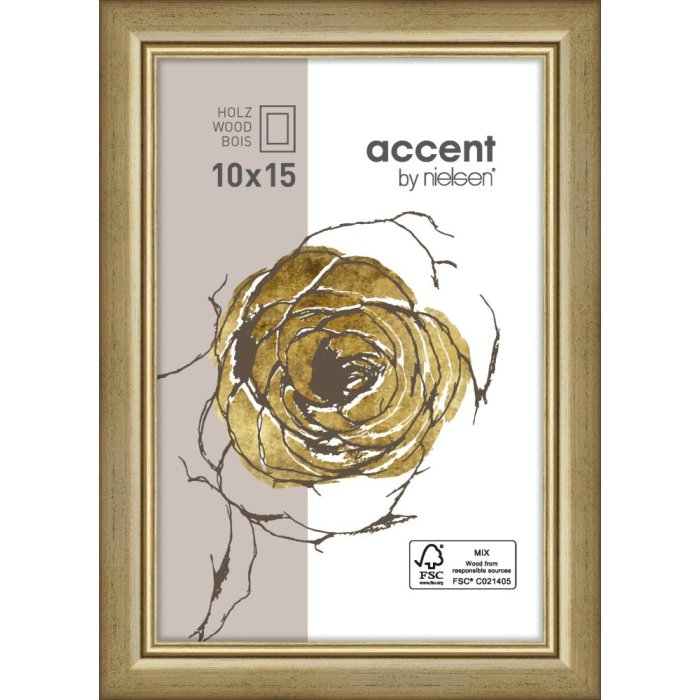 Cornice in legno Ascot 10x15 cm oro