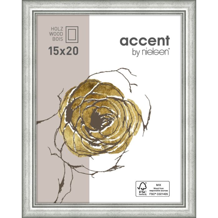 Ascot cornice in legno 13x18 cm argento