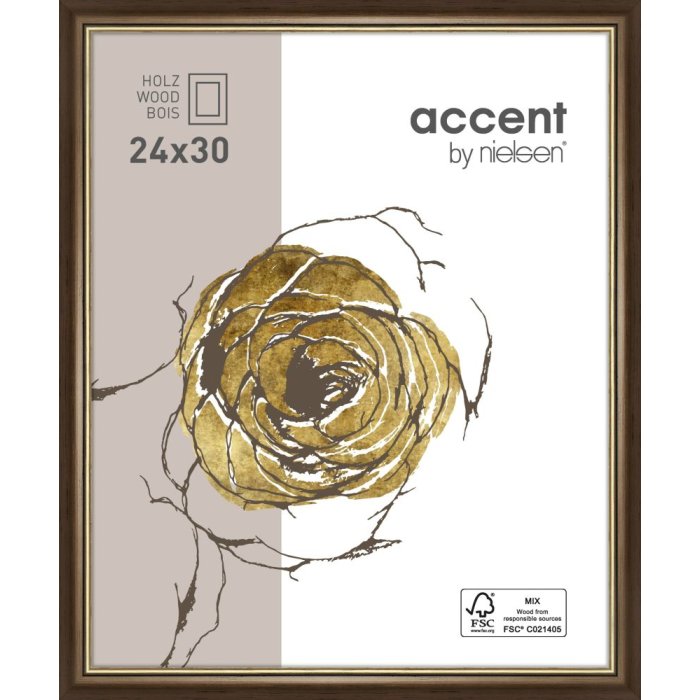 Ascot Cornice in legno 18x24 cm marrone scuro-oro