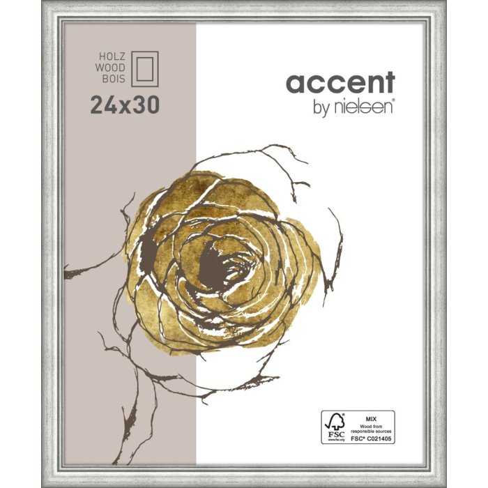 Ascot cornice in legno 18x24 cm argento