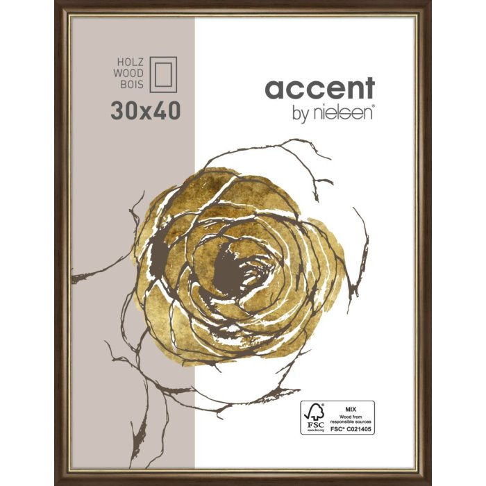Cornice in legno Ascot 21x29,7 cm marrone scuro-oro
