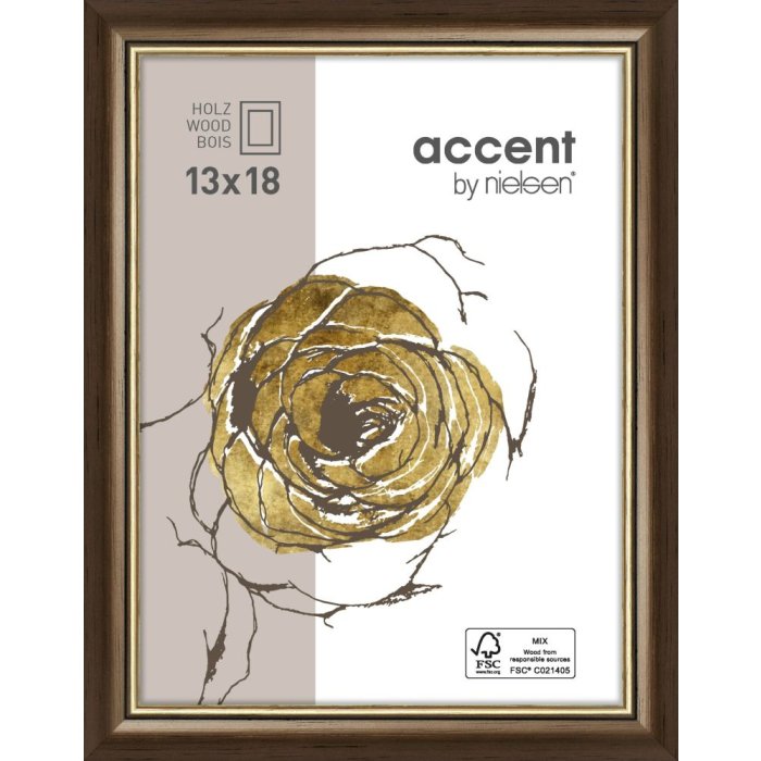 Ascot Cornice in legno 24x30 cm marrone scuro-oro