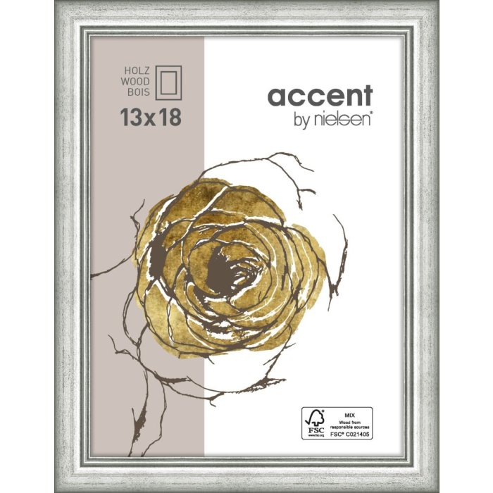 Ascot cornice in legno 24x30 cm argento
