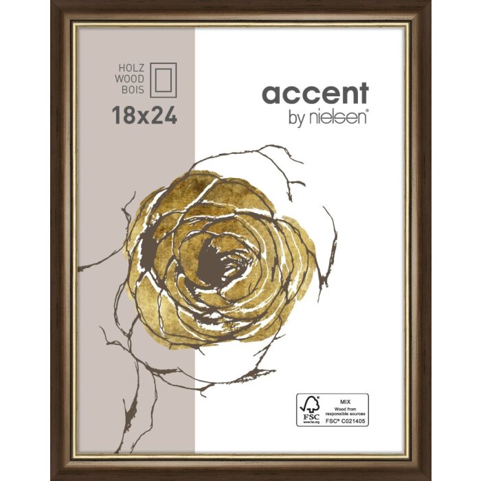 Ascot Cornice in legno 30x40 cm marrone scuro-oro