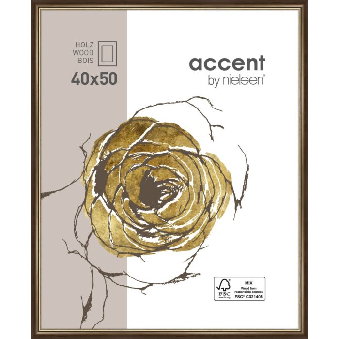 Nielsen Cornice in legno Ascot 40x50 cm marrone scuro-oro