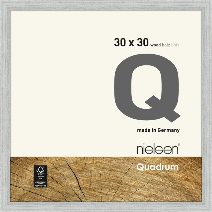 Cornice in legno a scatto Quadrum 30x30 cm argento