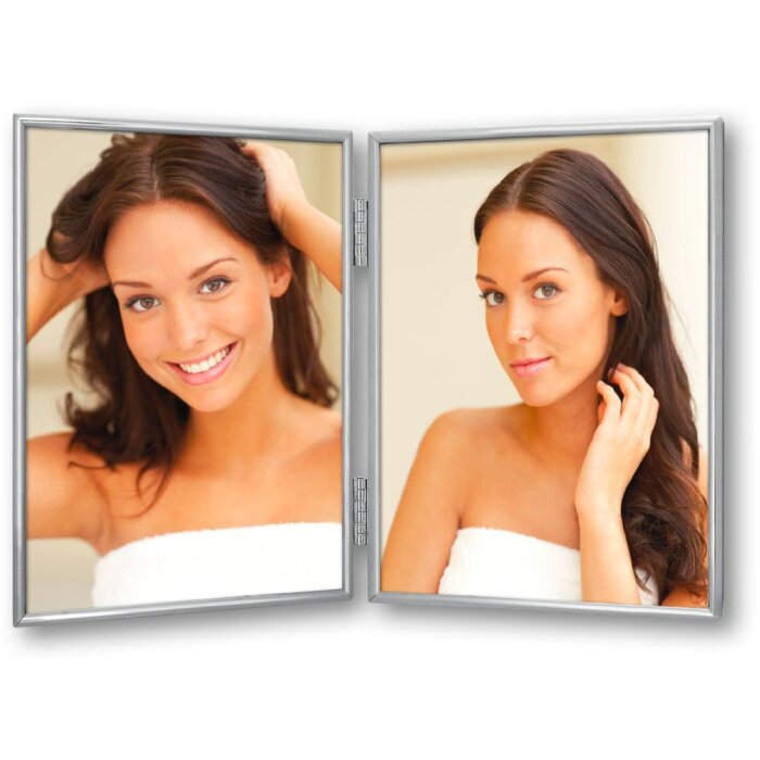 Doppia cornice 2 foto 10x15 cm argento