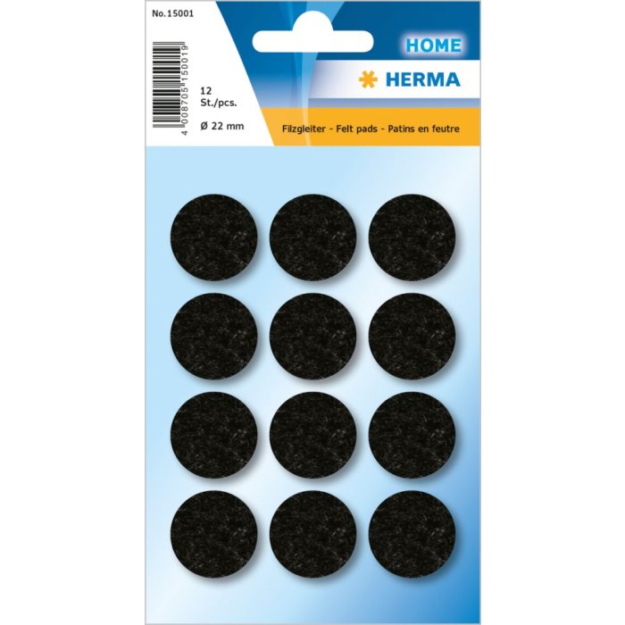 alianti in feltro herma nero ø 22 mm