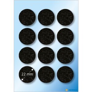 alianti in feltro herma nero ø 22 mm