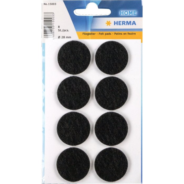 alianti in feltro herma nero ø 28 mm