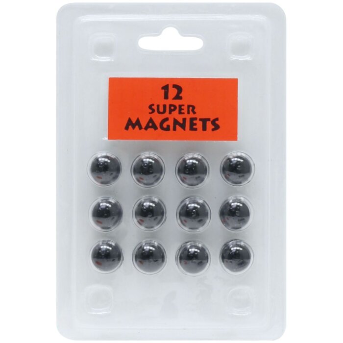 Confezione blister 12 magneti neri