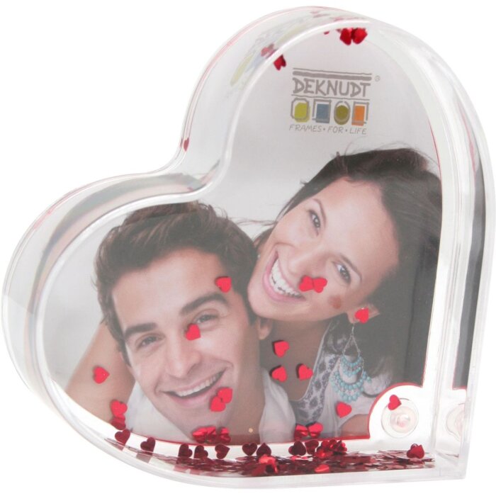 Cuore fotografico in acrilico con cuore rosso glitterato