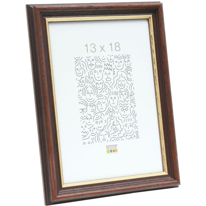 Cornice in legno Deknudt S406 noce 15x20 cm bordo oro