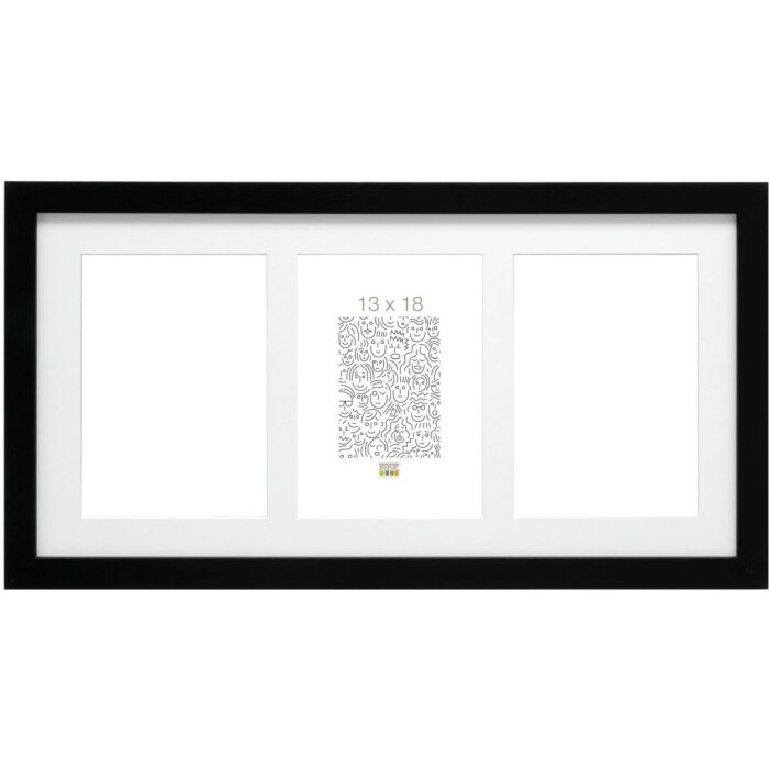Cornice da galleria in legno Deknudt S66KA3 nero 3 foto 10x15 cm