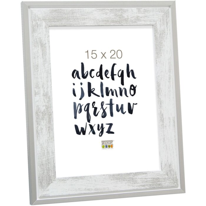 Cornice in legno Deknudt S43RE 20x30 cm bianco - bordo argento