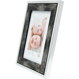 Cornice in legno Deknudt S43RE 15x15 cm nero - bordo argento