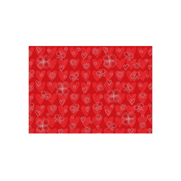 Carta 50x70cm cuori rosso argento
