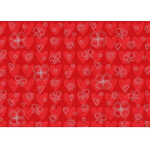 Carta 50x70cm cuori rosso argento