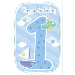 Biglietto Artebene Buon compleanno bambini 1 anno bleu