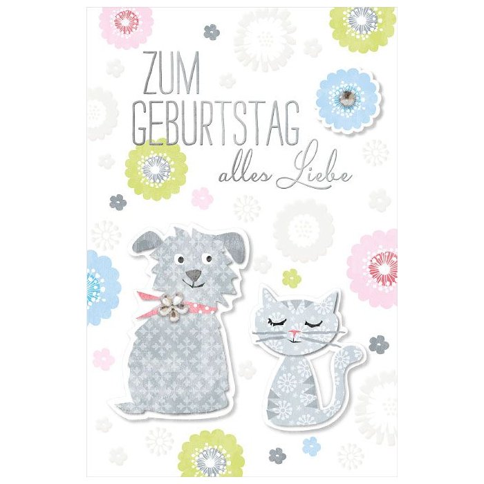 Artebene Card Compleanno Cane Strass 3D, in rilievo